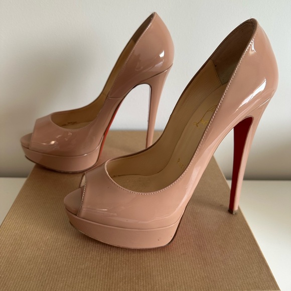 Christian Louboutin Womens Nude Lady Peep 150 Patent Calf. - Picture 2 of 9